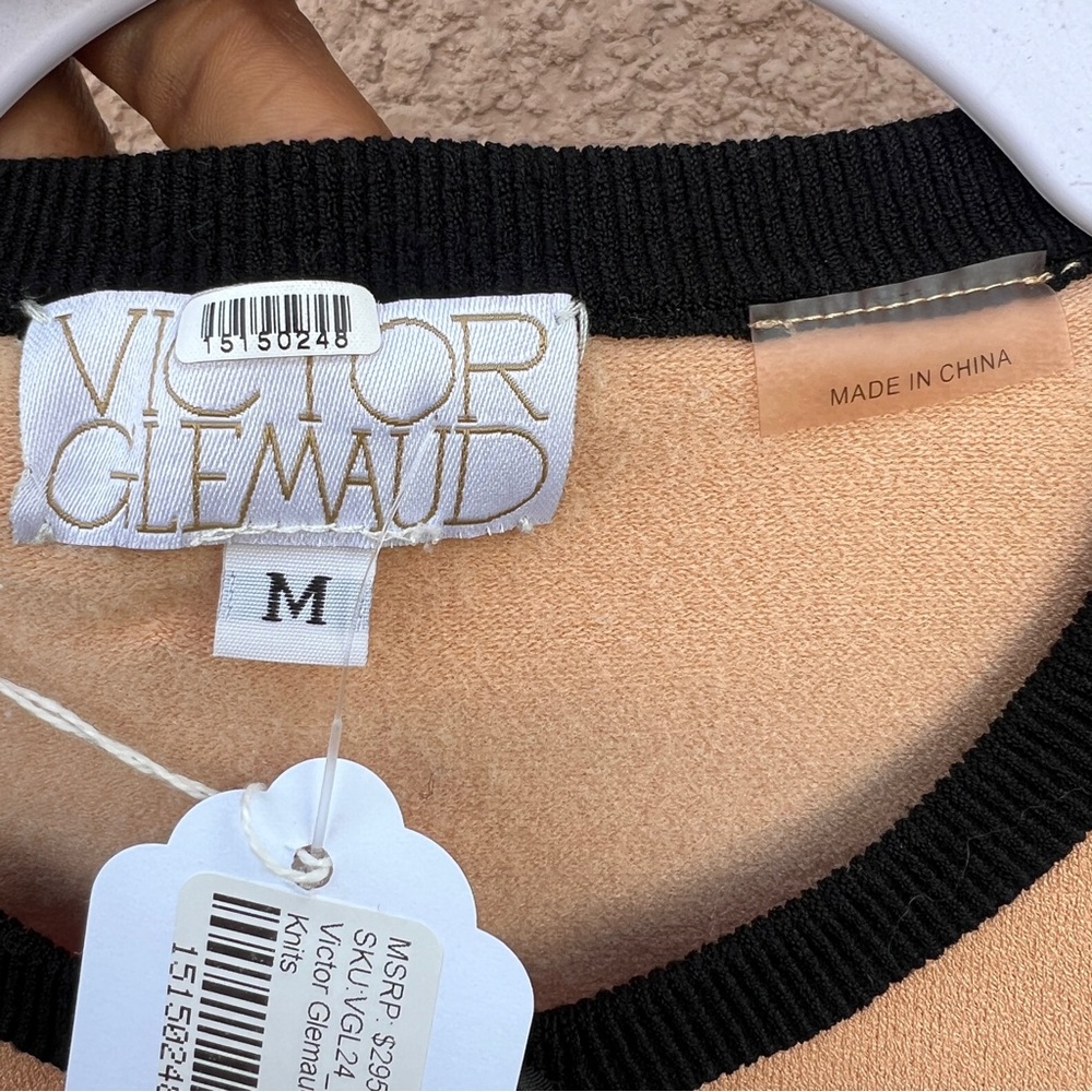 Victor Glemaud Crop Top M Cardigan Black Contrast Cafe Au Lait Ribbed Knit Y2K - Picture 8 of 11